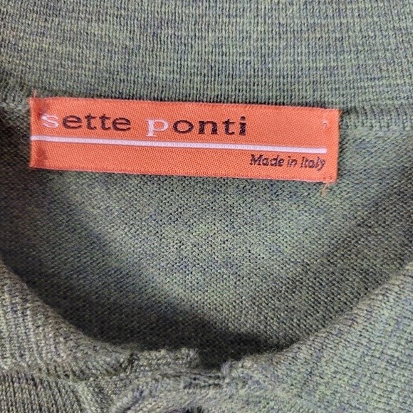 Mens Sette Ponti 100% Merino Wool Green Sweater Small hole/snag Size XL - Picture 3 of 8